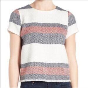 HALOGEN Red White & Blue Colorblock Tweed Cropped Top